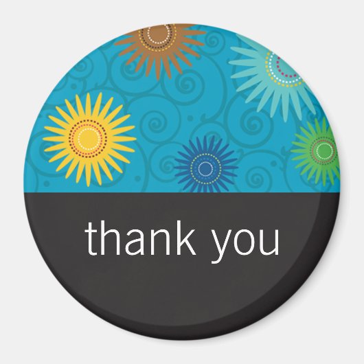 Funky Blumen auf Aqua-Magneten Magnet (Vorne)