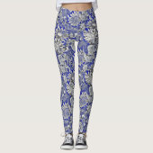 Funky Blumen in den mutigen blauen und grauen Leggings (Vorderseite)