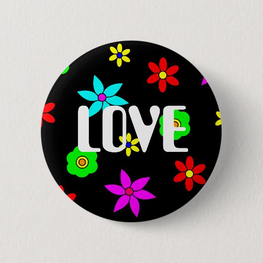 Funky Blumen-Liebe-Explosion Button (Vorderseite)