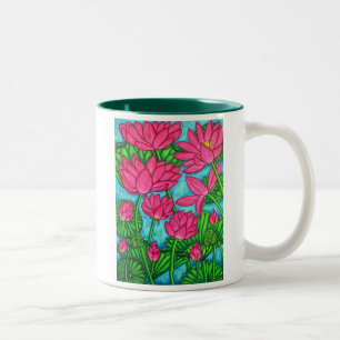 Funky Blumen - Lotos-Kaffee-Tasse Zweifarbige Tasse