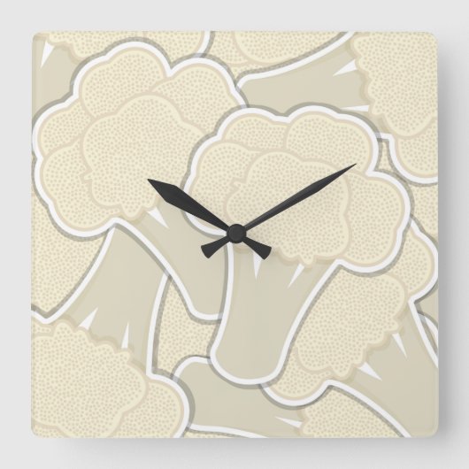 Funky Blumenkohl Quadratische Wanduhr (Vorderseite)