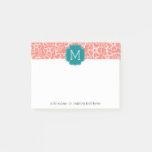 Funky Blumenmuster mit benutzerdefinierter Aquamar Post-it Klebezettel (Vorderseite)