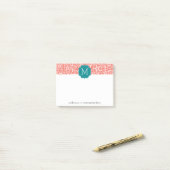 Funky Blumenmuster mit benutzerdefinierter Aquamar Post-it Klebezettel (Auf Schreibtisch)