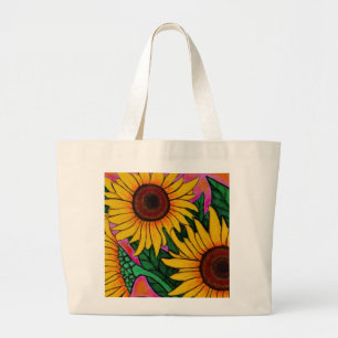 Funky Blumensonnenblume Taschen-Tasche Jumbo Stoffbeutel