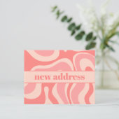 Funky Blush Swirl neue Adresse Postkarte (Stehend Vorderseite)
