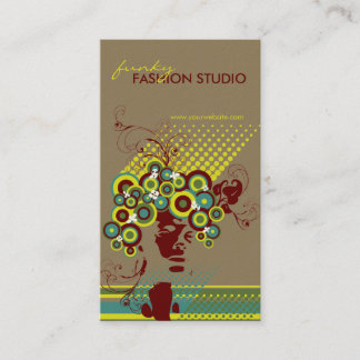 Funky Blüten-Haar-BlumenMod kreist Retro Visitenkarte