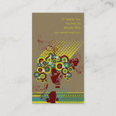 Funky Blüten-Haar-BlumenMod kreist Retro Visitenkarte (Rückseite)