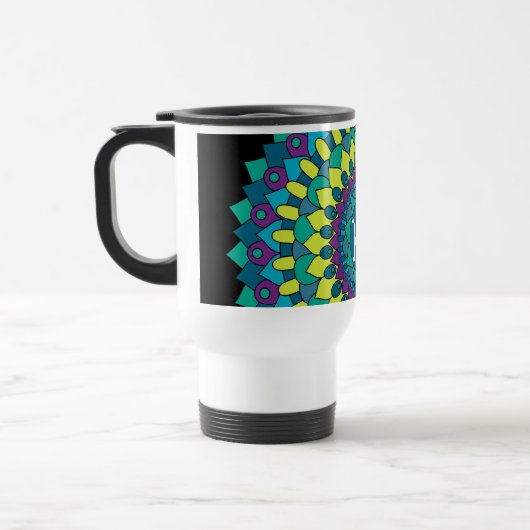 Funky Bohemische Blume mit Monogramm Reisebecher (Links)