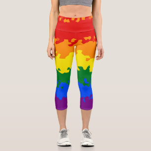 Funky Boho Abstrakte Schwule Regenbogen-Mosaik-Fla Capri Leggings