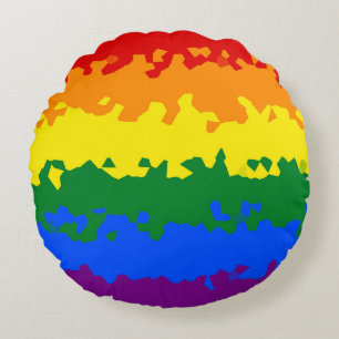 Funky Boho Abstrakte Schwule Regenbogen-Mosaik-Pri Rundes Kissen