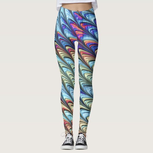 Funky Boho Farbige Psychedelische Wellen Abstrakte Leggings (Vorderseite)