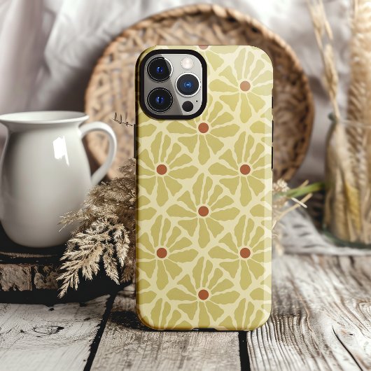 Funky Boho Hand Drawn Blume Mustard Yellow Case-Mate iPhone Hülle
