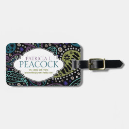Funky Boho Hippie Peacock Paisley Personalisiert Gepäckanhänger