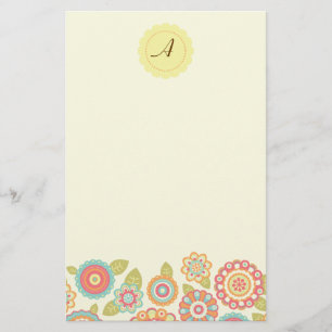 Funky Boho Retro Blume Wedding Briefpapier