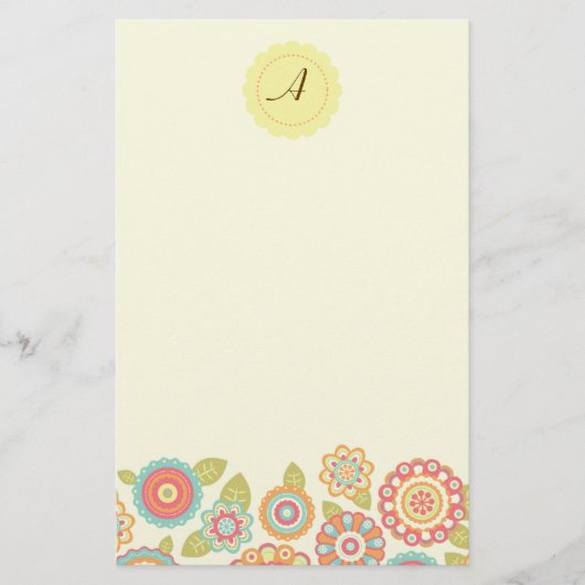 Funky Boho Retro Blume Wedding Briefpapier (Vorderseite)
