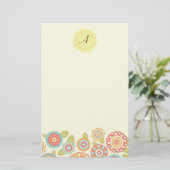 Funky Boho Retro Blume Wedding Briefpapier (Stehend Vorderseite)
