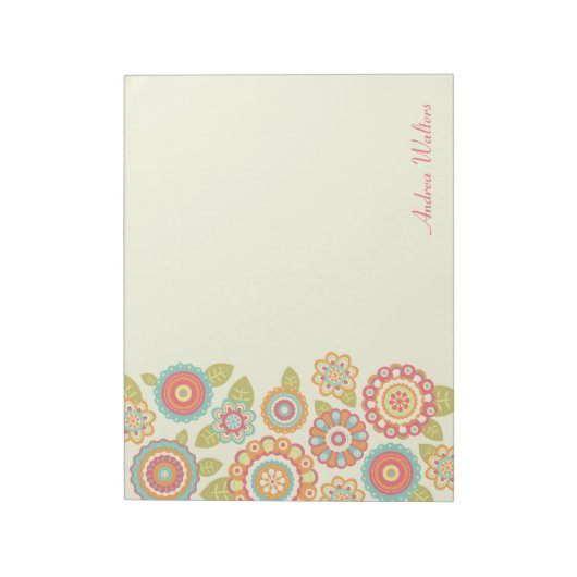 Funky Boho Retro Blume Wedding Notizblock (Rotiert)