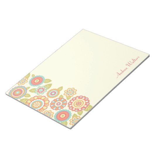 Funky Boho Retro Blume Wedding Notizblock (angewinkelt)