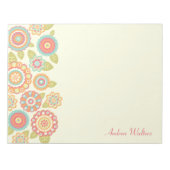 Funky Boho Retro Blume Wedding Notizblock (Vorderseite)