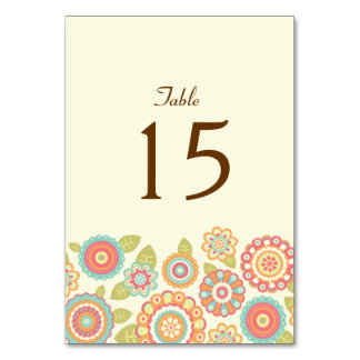 Funky Boho Retro Blume Wedding Tischnummer