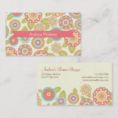 Funky Boho Retro Blume Wedding Visitenkarte (Vorne/Hinten)