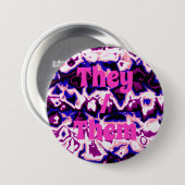 Funky Boho Retro Marbled Stripes Genderfluid Prix Button (Vorne & Hinten)