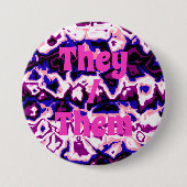 Funky Boho Retro Marbled Stripes Genderfluid Prix Button (Vorderseite)