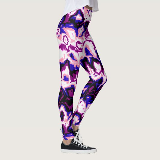 Funky Boho Retro Marbled Stripes Genderfluid Prix Leggings (Rechts)