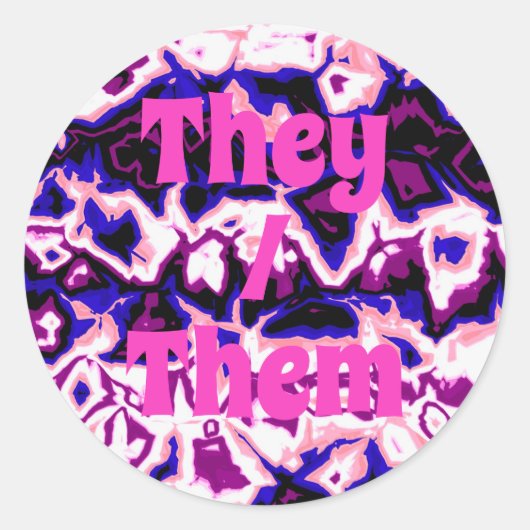 Funky Boho Retro Marbled Stripes Genderfluid Prix Runder Aufkleber (Vorderseite)