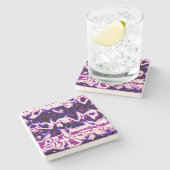 Funky Boho Retro Marbled Stripes Genderfluid Prix Steinuntersetzer (Seitenansicht)
