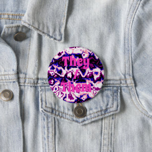 Funky Boho Retro Marmorierte Streifen Genderfluid Button