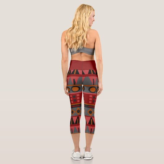 Funky Boho Tribal Muster Capri Leggings (Rückseite)