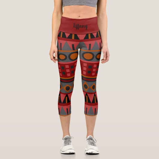 Funky Boho Tribal Muster Capri Leggings (Vorderseite)