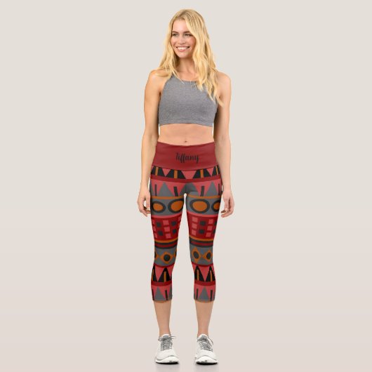 Funky Boho Tribal Muster Capri Leggings (Vorderseite)