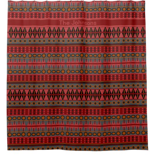 Funky Boho Tribal Muster Duschvorhang (Vorderseite)