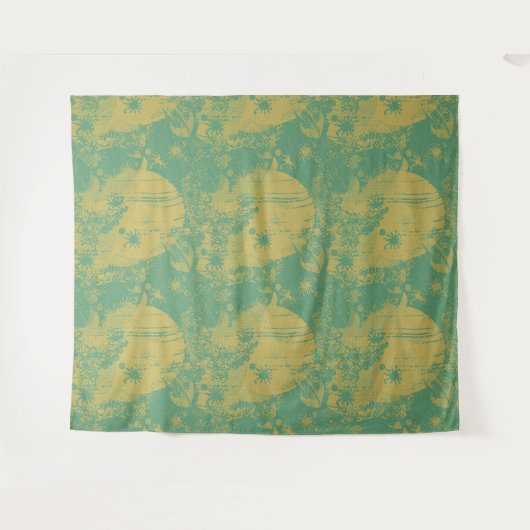 Funky Boho Zine Style Print Pattern Wall Tapestes Wandteppich (Vorderseite (Horizontal))