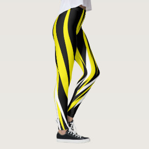 Funky Bold Abstrakt Art Black Yellow White Leggings