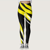 Funky Bold Abstrakt Art Black Yellow White Leggings (Vorderseite)