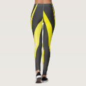 Funky Bold Abstrakt Art Charcoal Yellow White Leggings (Rückseite)