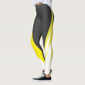 Funky Bold Abstrakt Art Charcoal Yellow White Leggings (Links)