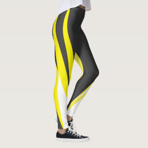 Funky Bold Abstrakt Art Charcoal Yellow White Leggings