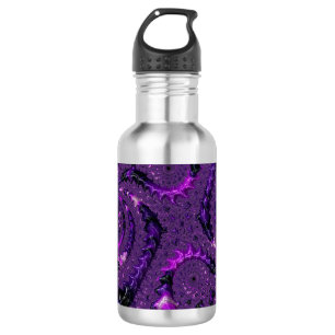 Funky Bold Boho Lila Digital Abstract Fraktal Edelstahlflasche