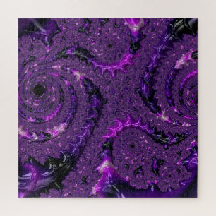 Funky Bold Boho Lila Digital Abstract Fraktal Puzzle