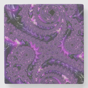 Funky Bold Boho Lila Digital Abstract Fraktal Steinuntersetzer