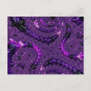 Funky Bold Boho Lila Digital Abstraktes Fraktal Postkarte