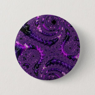 Funky Bold Boho Lila digitales Abstraktes Fraktal Button