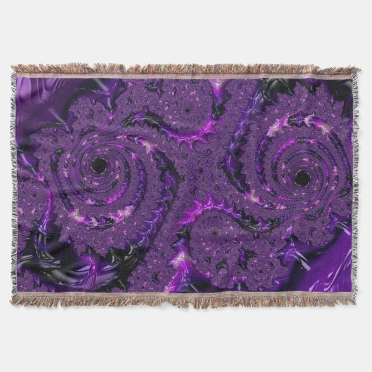 Funky Bold Boho Lila digitales Abstraktes Fraktal Decke (Vorderseite)