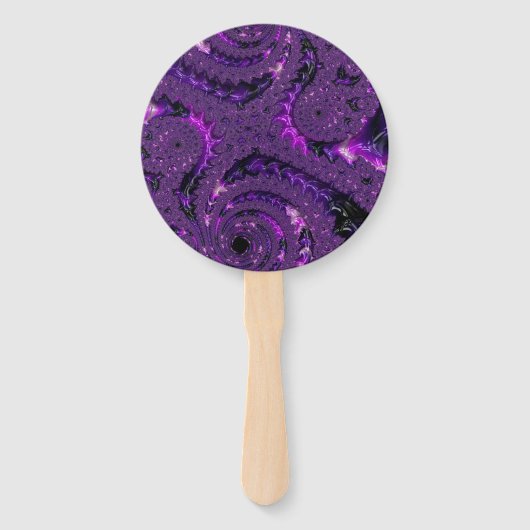 Funky Bold Boho Lila digitales Abstraktes Fraktal Fächer (Rückseite)