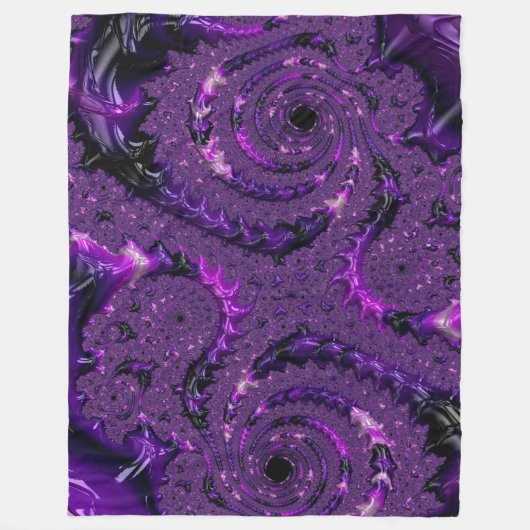 Funky Bold Boho Lila digitales Abstraktes Fraktal Fleecedecke (Vorderseite)