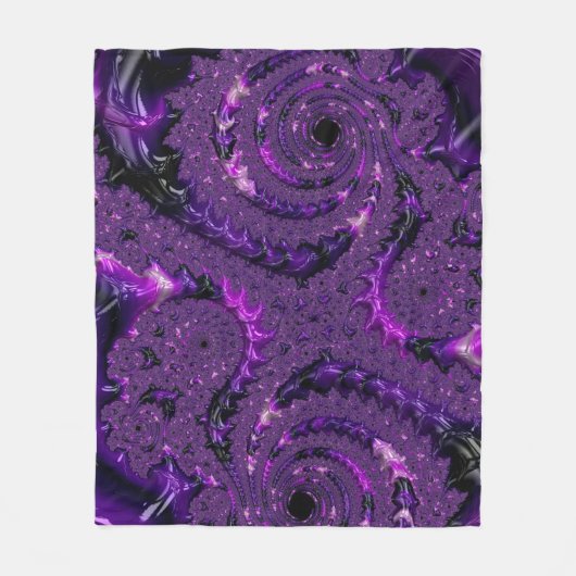 Funky Bold Boho Lila digitales Abstraktes Fraktal Fleecedecke (Vorderseite)